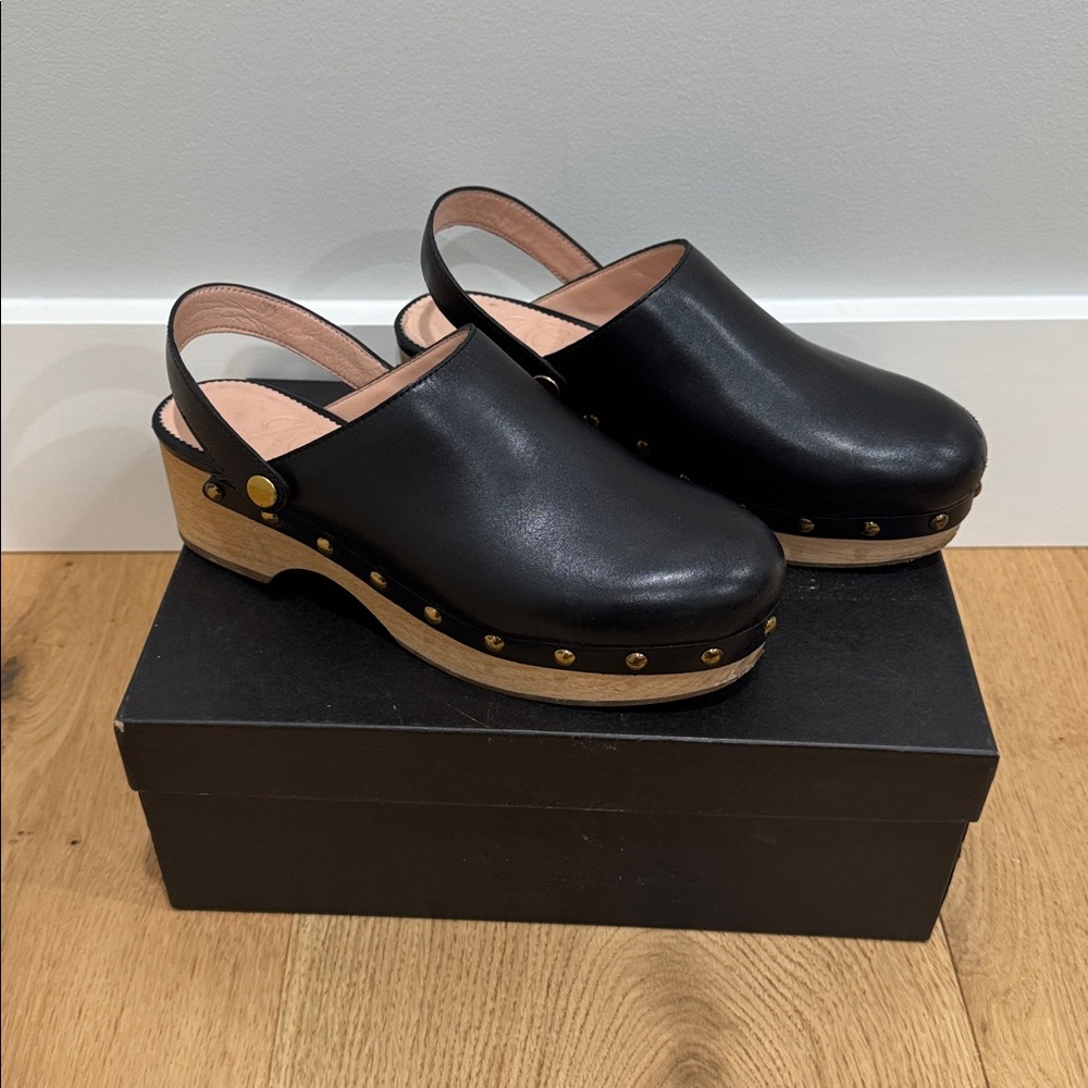 J. Crew convertible leather clogs Black. Sz 7 w box